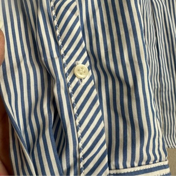 J.Crew Size XS Blue White Striped Cotton Button-Down Shirt Classic Preppy Style - Picture 11 of 14